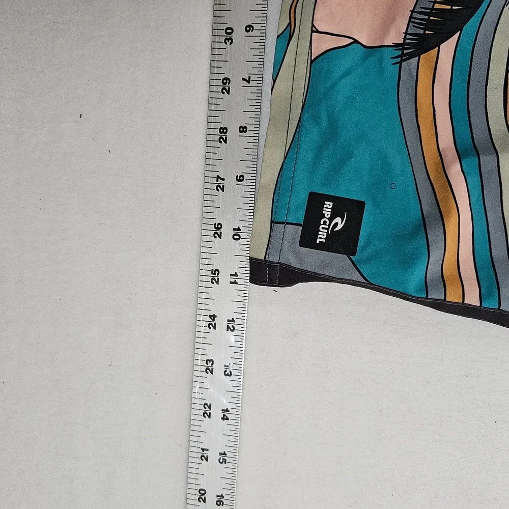 Rip Curl Mirage Boardshorts Men 35 Teal Tropical Palm Tree Ultimate Stretch Surf